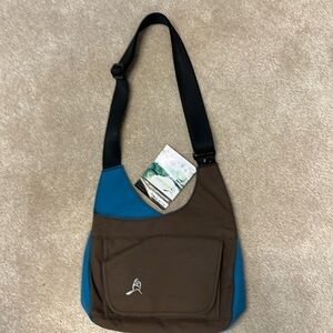 Overland Equipment canvas crossbody bag NWT, teal and brown